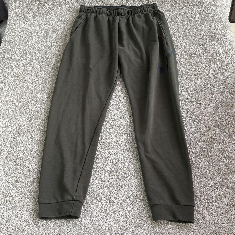 Nike Sweatpants Mens Large Green Dri-FIT French Terry Elastic Waist Pockets